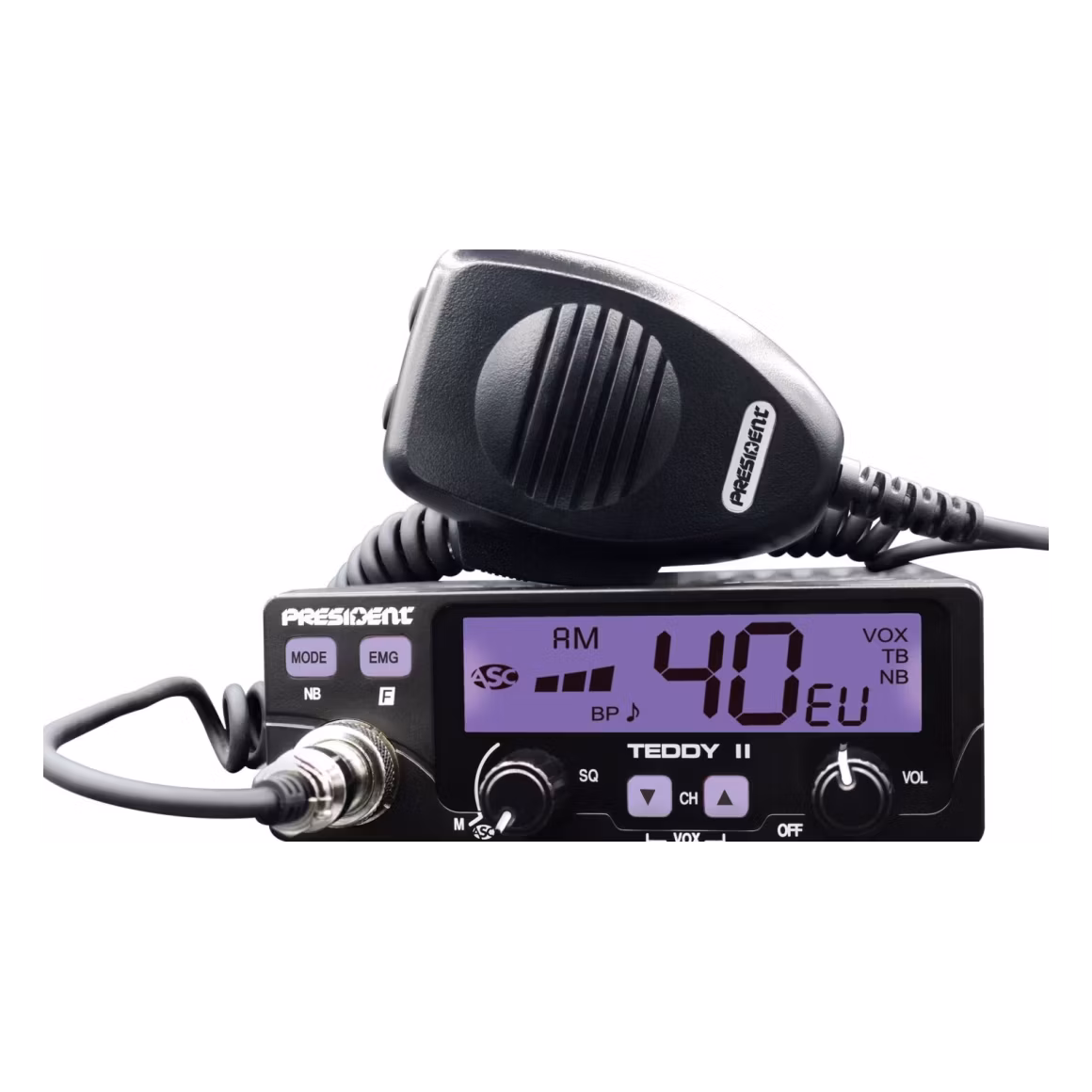President Teddy II ASC CB-Funkgerät 40 Kanäle AM/FM VarioColor 12V